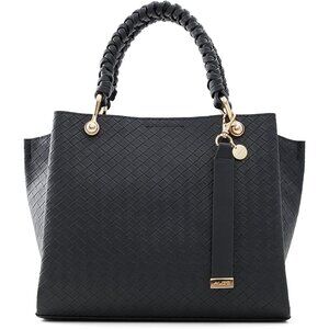 Gloadithh Medium Black Tote Bag with Leather Lining - Perfect Everyday Handbag